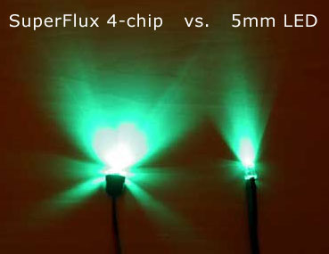12 volt superflux 4 chip LED pre-wired