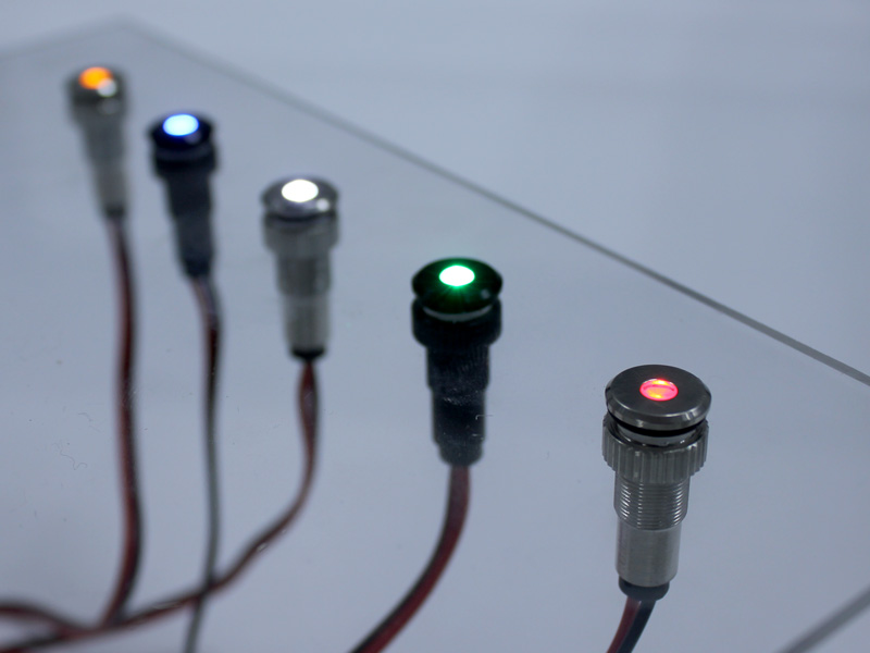 LED indicator light flush panel mount aluminum chrome housing