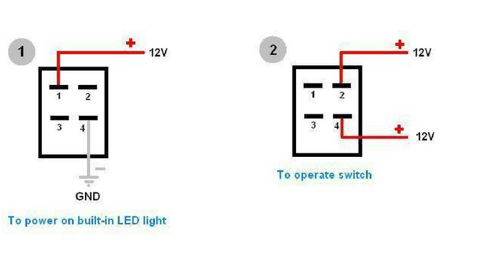 How to Wire 4 Pin LED Switch | 4 Pin Led Switch Wiring push button wiring diagram 4 pin 