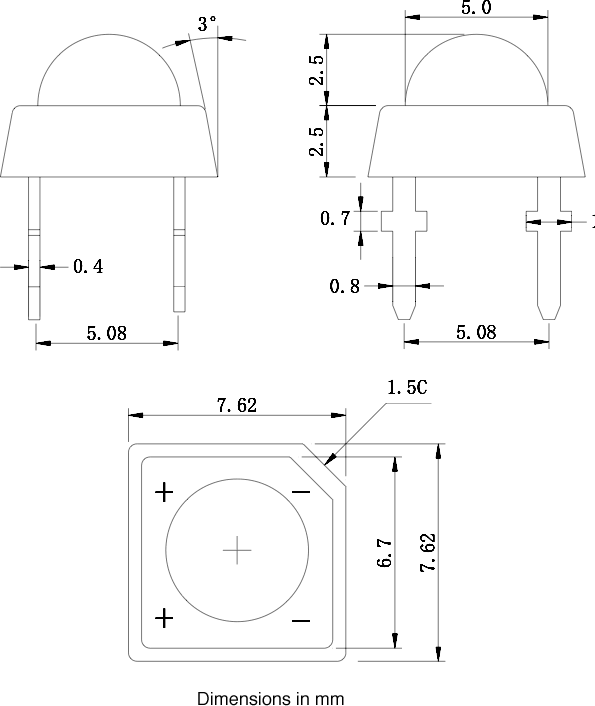 Superflux LED Dimensions