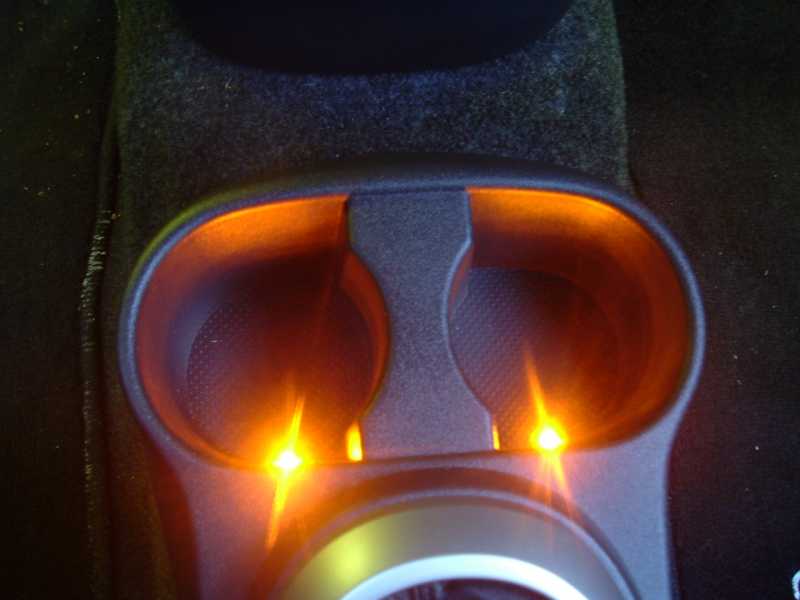 Close up of LED\'s in my Scion xB cup holder