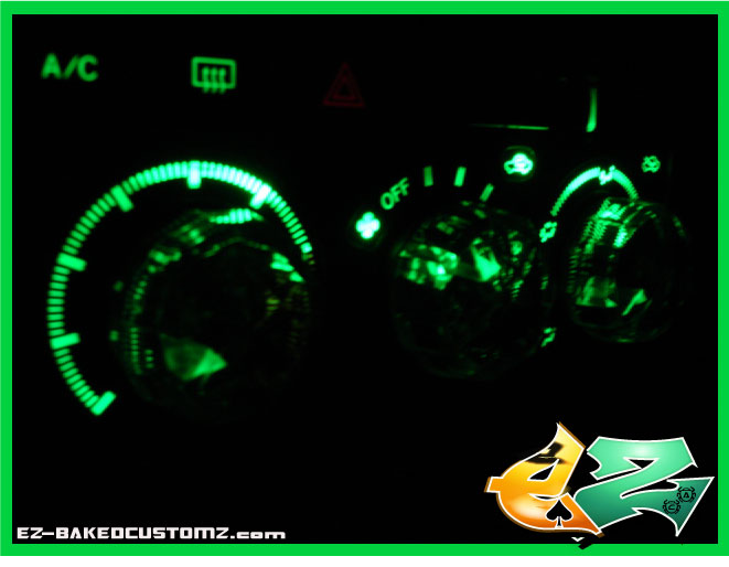used 2 prewired superflux green leds to mod my a/c setup much brighter now pluss its green