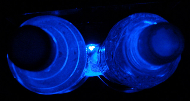 1 Blue 4-chip Superflux LED in my cupholder
(top view)