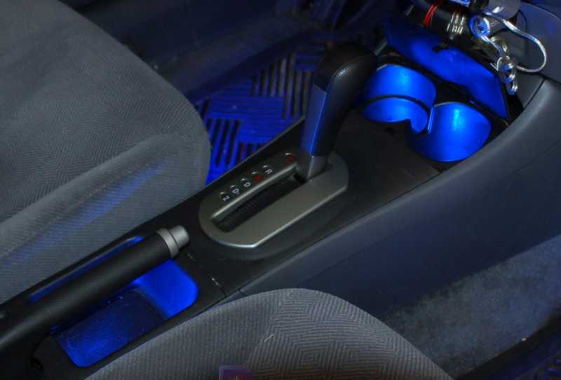 3 LEDs total. 1 in each cupholder and 1 in the center console compartment. Really glows very brightly at night.