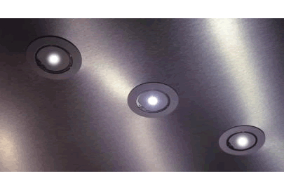 LEDs mounted in a ceiling fixture.