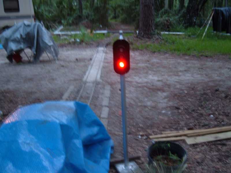 This is the red signal, still bright. These 4 chip LED\'s are what we have needed for so long. Thanks to Oznium we now have  lights that work. I\'ll be ordering enough to make 32 more light signals.