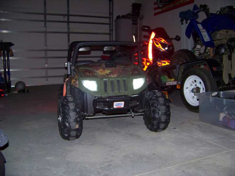 Installed on the front of my sons Artic Cat Power wheels