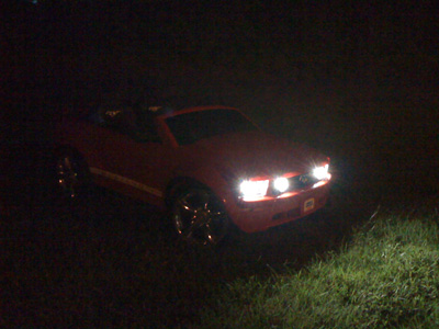 Four Superflux LEDs in Power Wheels Mustang, wired in series.