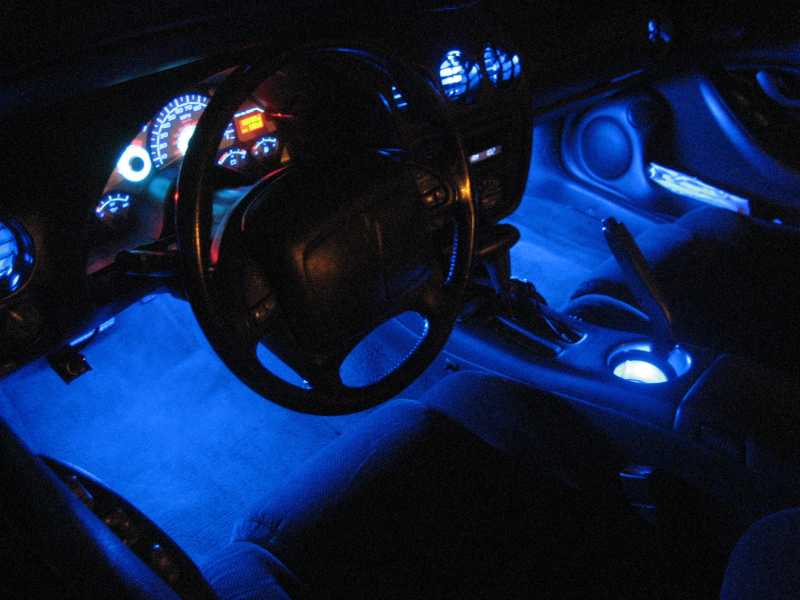 Blue 5050 LED mounted in center of cup holder.