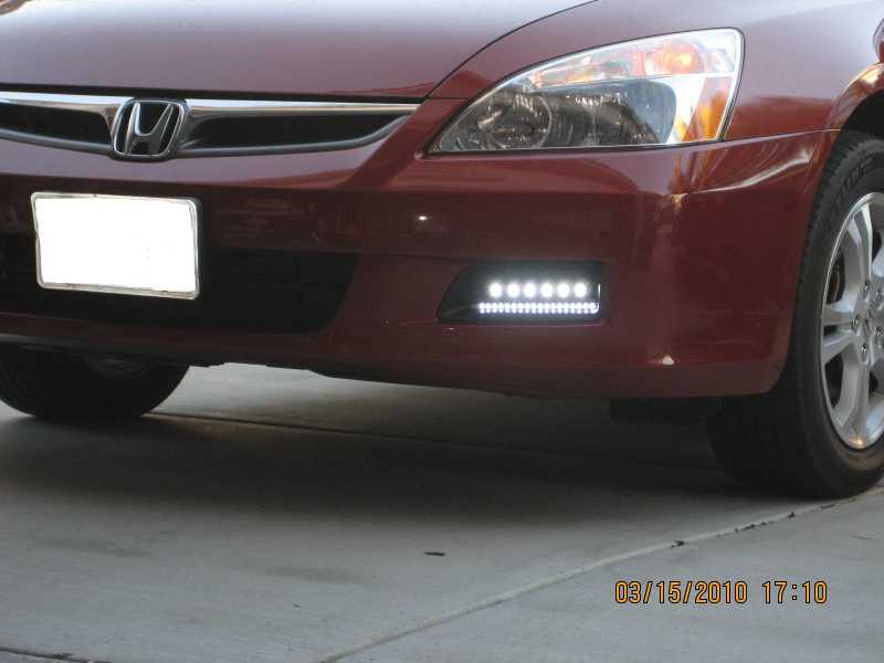 07 Accord foglights mod using pre-wired superflux 4-chip and flexible led strips