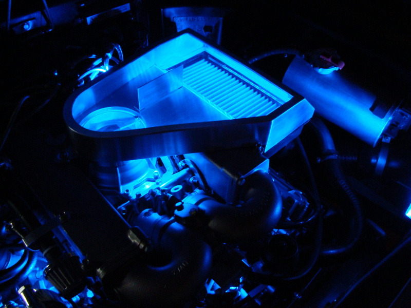 SMD bar wired into my custom see through air breather in the DeLorean.