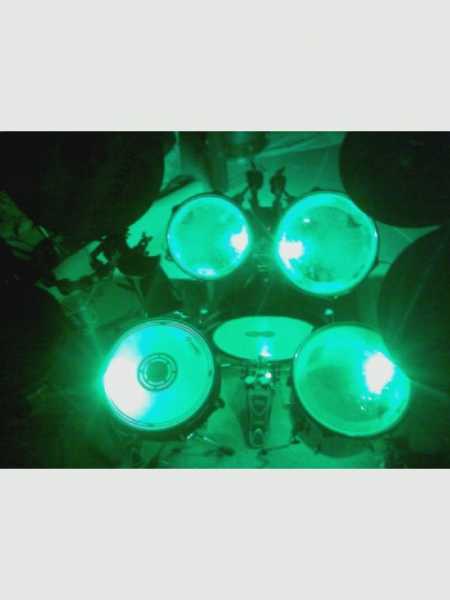 One Prewired Surface mount in every inside every drum and a 1 foot thin strip around to top of the base drum head