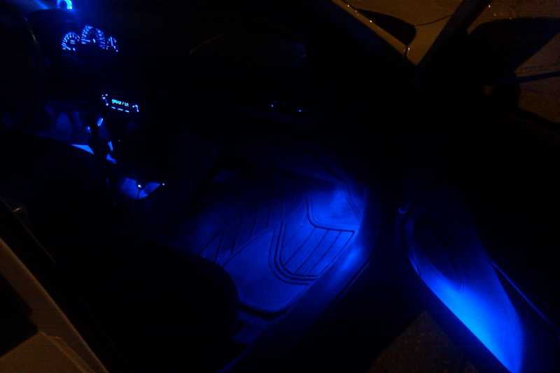Everything you see blue besides the radio is with the LED's. The door has the led strip