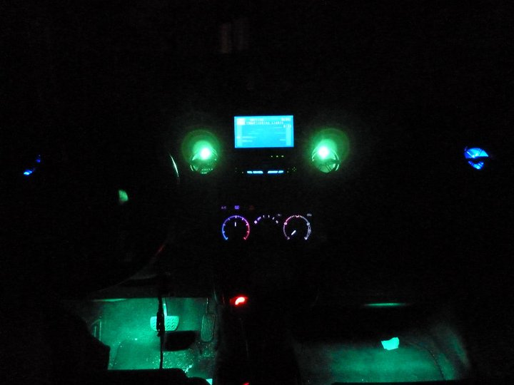 Prewired Surface Mount LEDs in the vents and RGB Color Changing LED behind the control air knobs 