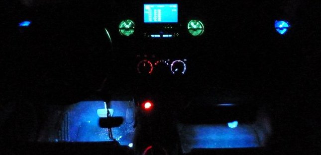 Prewired Surface Mount LEDs in the air vents and RGB Color Changing LED behind the air control knobs / dash A !!