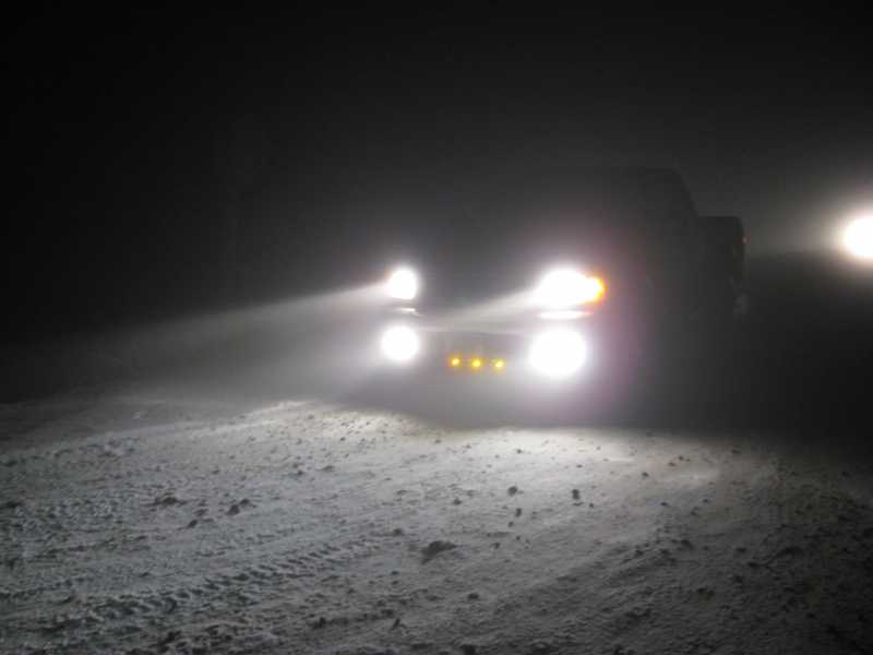 Three yellows under the bumper facing forward, wired as DRL's.  A year of cold to -30F, heat to 100F, snow, rain, bugs, etc and haven't replaced one yet.