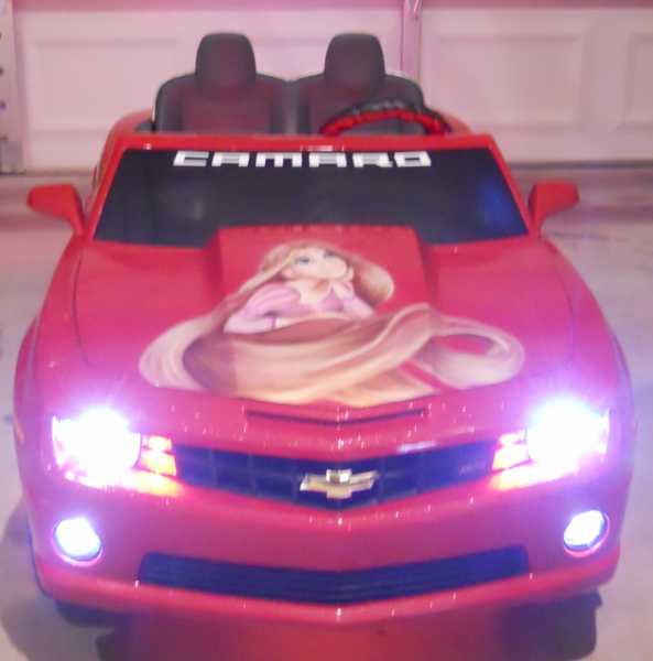 POWER WHEELS CAMARO with superflux headlights and fog lights. My own art work on the hood.