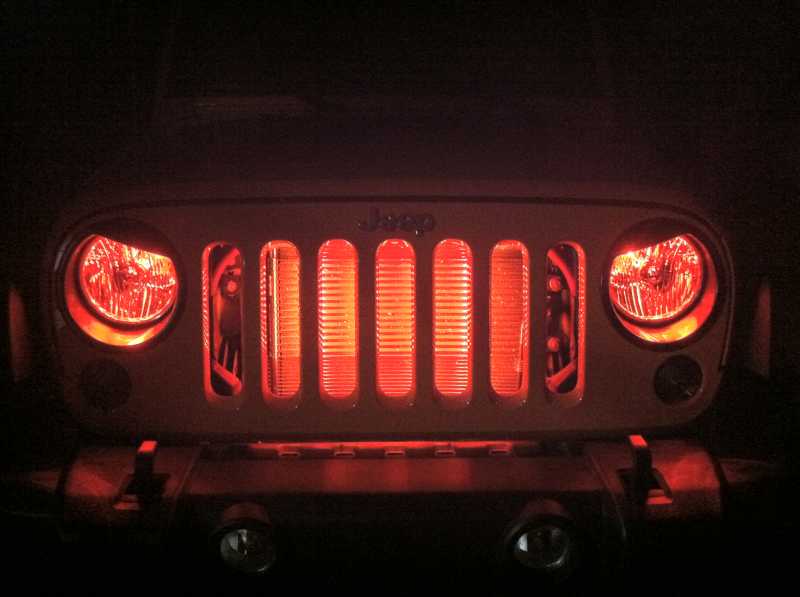 I installed them on my BRAND NEW 2012 Jeep Wrangler. My Jeep is pumpkin orange. (The factory calls it "Orange Crush" but it looks like a pumpkin.) I used 2-20"  Surface mount LED Light bars behind the grill (one yellow and one red) to give the grill a orange glow. I also installed 4- Superflux 4-Chip LED's behind my eyebrow kits. They make the headlights glow! At night my Jeep looks like a rolling Jack'O'Lantern!