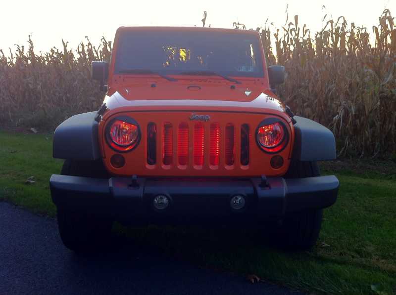I installed them on my BRAND NEW 2012 Jeep Wrangler. My Jeep is pumpkin orange. (The factory calls it "Orange Crush" but it looks like a pumpkin.) I used 2-20"  Surface mount LED Light bars behind the grill (one yellow and one red) to give the grill a orange glow. I also installed 4- Superflux 4-Chip LED's behind my eyebrow kits. They make the headlights glow! At night my Jeep looks like a rolling Jack'O'Lantern!