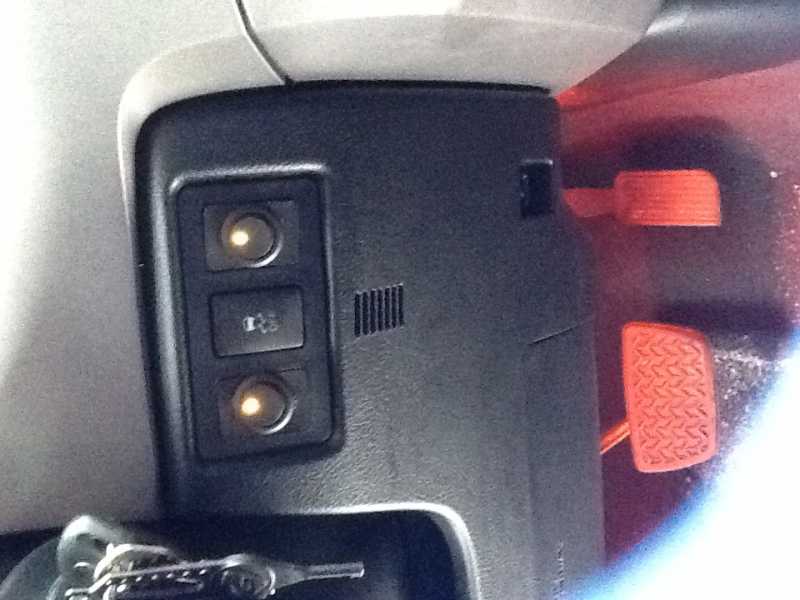 Below ignition area on 2010 Toyota Tundra, one for future project and one for amber LED lights under dashboard.