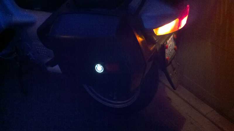 Side case Roundel with one white Surface Mount Motorcycle LED Module 